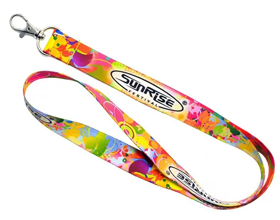 Personalized dye sublimation lanyard with vibrant multi-color design