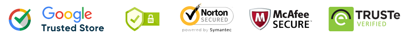 Google Trusted Store, Norton Secured, McAfee Secure, TRUSTe Verified