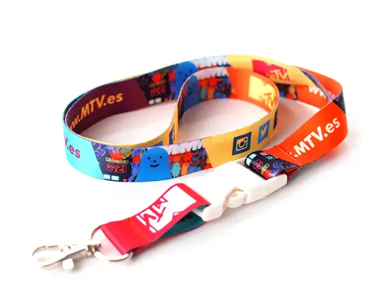 Event lanyard with safety breakaway buckle and ID badge